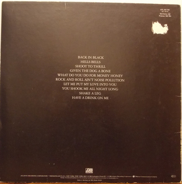 AC/DC - Back In Black | Atlantic (ATL 50 735) - 2 AC/DC - Back In Black | Atlantic (ATL 50 735) - 2
