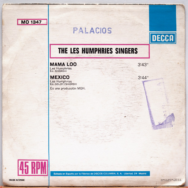 Les Humphries Singers - Mama Loo / Mexico | Decca (MO 1347) - 2