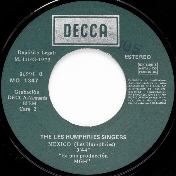 Les Humphries Singers - Mama Loo / Mexico | Decca (MO 1347) - 4