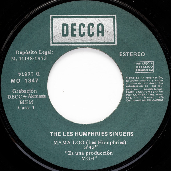 Les Humphries Singers - Mama Loo / Mexico | Decca (MO 1347) - 3