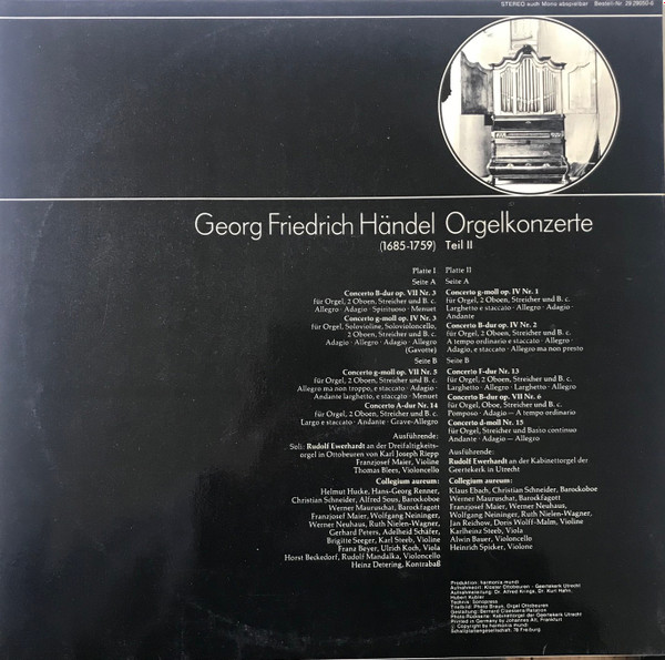 Georg Friedrich Händel - Collegium Aureum , Rudolf Ewerhart - Konzerte Für Orgel & Orchester (Folge 2) | BASF (29 29050-6) - 2