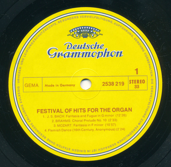 Various - Festival Of Hits For The Organ | Deutsche Grammophon (2538 219) - 3 Various - Festival Of Hits For The Organ | Deutsche Grammophon (2538 219) - 3