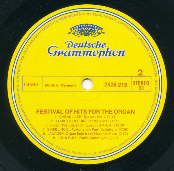 Various - Festival Of Hits For The Organ | Deutsche Grammophon (2538 219) - 4 Various - Festival Of Hits For The Organ | Deutsche Grammophon (2538 219) - 4