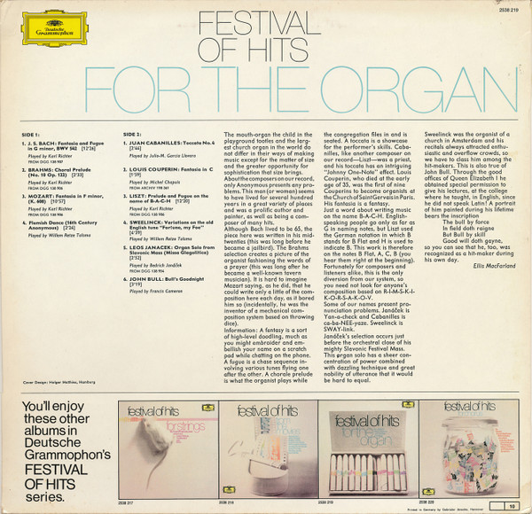 Various - Festival Of Hits For The Organ | Deutsche Grammophon (2538 219) - 2 Various - Festival Of Hits For The Organ | Deutsche Grammophon (2538 219) - 2