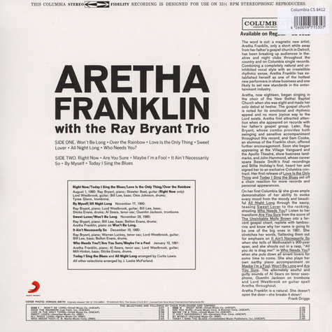 Aretha Franklin With The Ray Bryant Combo - Aretha | Columbia (CS 8412) - main