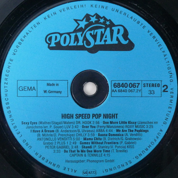 Various - High Speed Pop Night | Polystar (6840 067) - 4