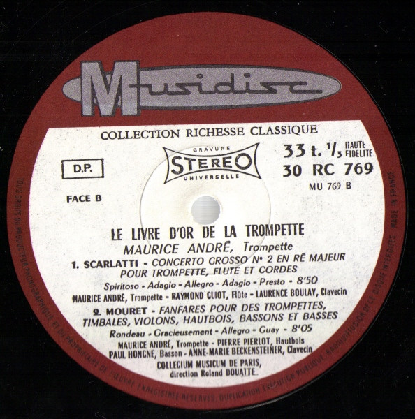 Maurice André - Le Livre D'Or De La Trompette | Musidisc (30 RC 769) - 4
