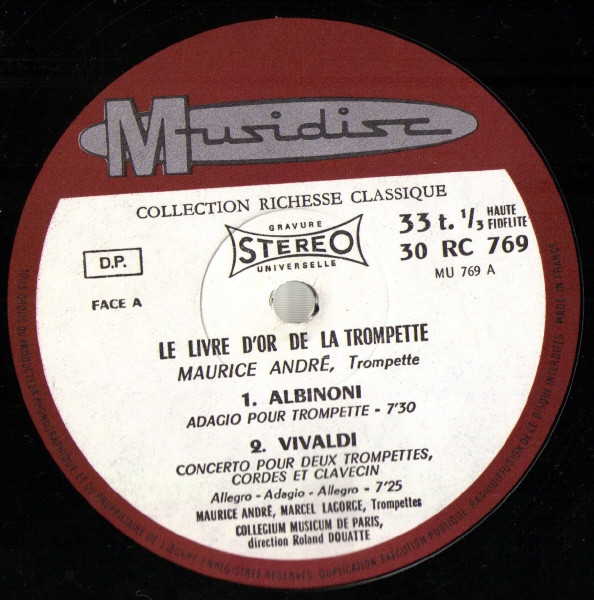 Maurice André - Le Livre D'Or De La Trompette | Musidisc (30 RC 769) - 3