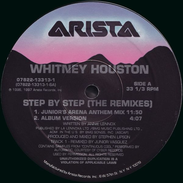 Whitney Houston - Step By Step (The Remixes) | Arista (07822-13313-1) - 3