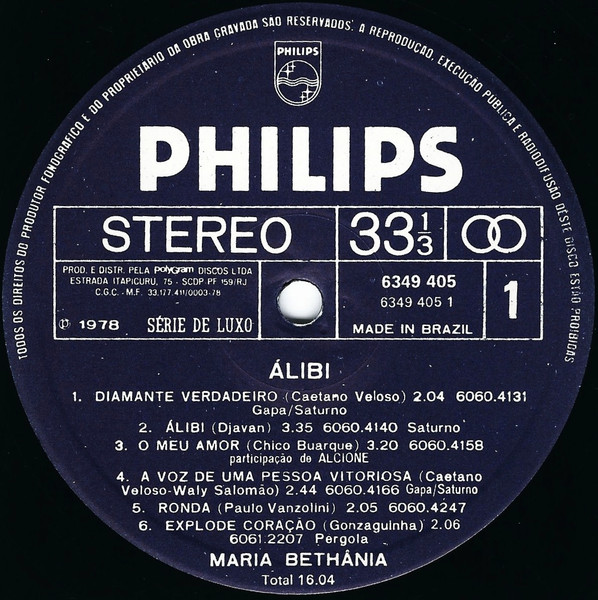 Maria Bethânia - Álibi | Philips (6349 405) - 3