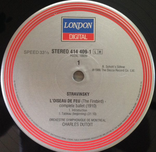 Igor Stravinsky , Orchestre symphonique de Montréal , Charles Dutoit - L'Oiseau De Feu = The Firebird - Scherzo Fantastique - Feu D'Artifice = Fireworks | London Records (414 409-1) - 3 Igor Stravinsky , Orchestre symphonique de Montréal , Charles Dutoit - L'Oiseau De Feu = The Firebird - Scherzo Fantastique - Feu D'Artifice = Fireworks | London Records (414 409-1) - 3