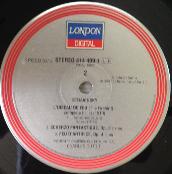 Igor Stravinsky , Orchestre symphonique de Montréal , Charles Dutoit - L'Oiseau De Feu = The Firebird - Scherzo Fantastique - Feu D'Artifice = Fireworks | London Records (414 409-1) - 4 Igor Stravinsky , Orchestre symphonique de Montréal , Charles Dutoit - L'Oiseau De Feu = The Firebird - Scherzo Fantastique - Feu D'Artifice = Fireworks | London Records (414 409-1) - 4