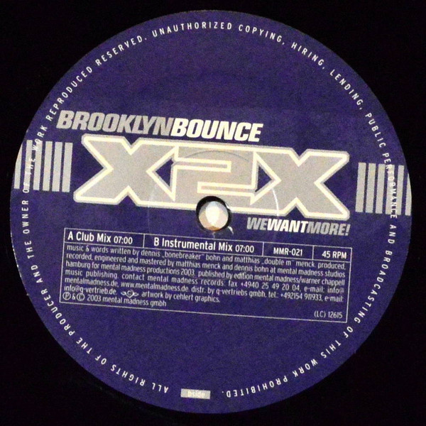 Brooklyn Bounce - X2X (We Want More!) | Mental Madness (MMR-021) - 2 Brooklyn Bounce - X2X (We Want More!) | Mental Madness (MMR-021) - 2
