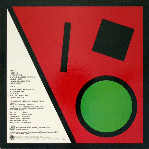 Split Enz - True Colours | A&M Records (SP 4822) - 2