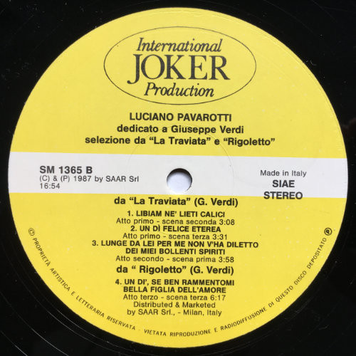 Luciano Pavarotti - Dedicato A Giuseppe Verdi | International Joker Production (SM 1365) - 4