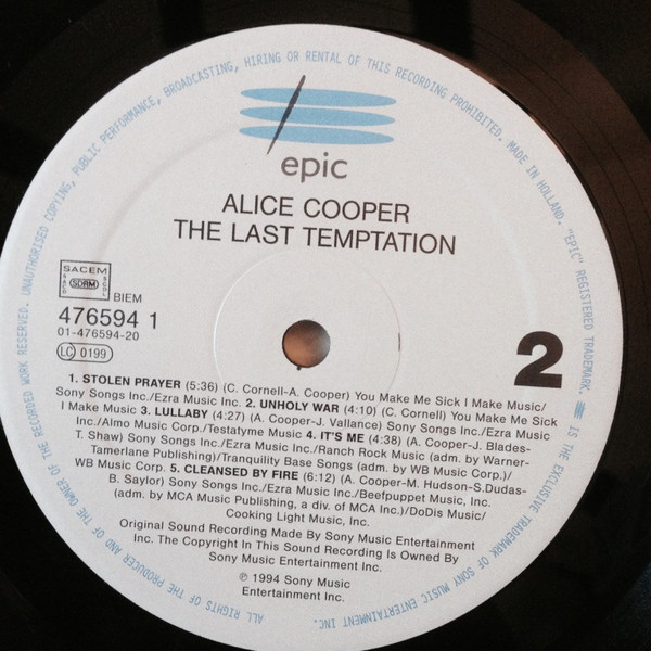 Alice Cooper - The Last Temptation | Epic (EPC 476594 1) - main Alice Cooper - The Last Temptation | Epic (EPC 476594 1) - main