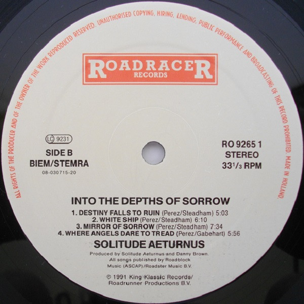 Solitude Aeturnus - Into The Depths Of Sorrow | Roadracer Records (RO 9265-1) - 4