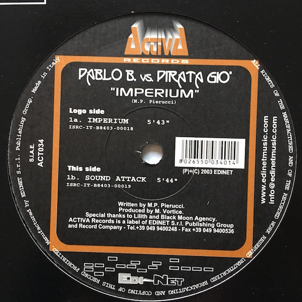 Pablo B. vs. Pirata Gio' - Imperium | Activa Records (ACT034) - 3