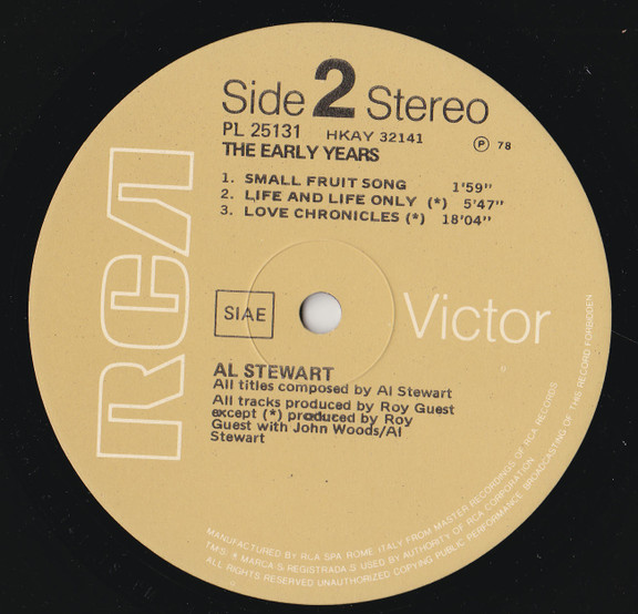 Al Stewart - The Early Years | RCA Victor (PL 25131) - 4