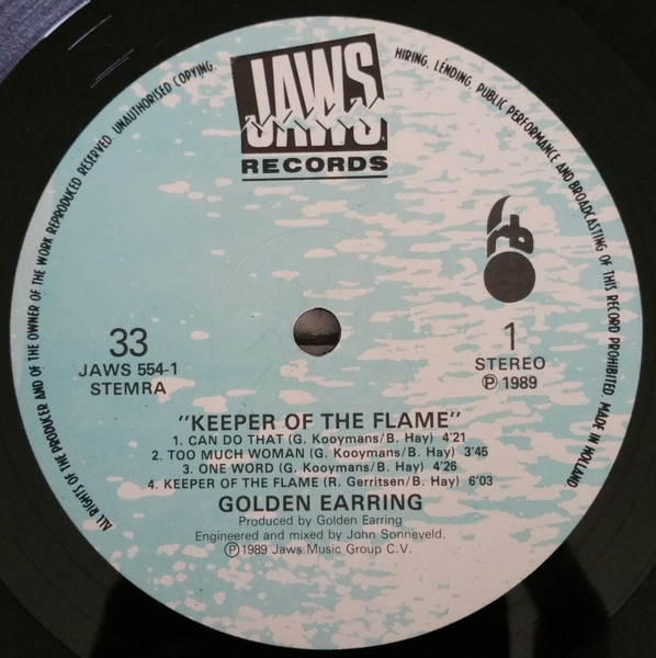 Golden Earring - Keeper Of The Flame | JAWS Records (JAWS 554-1) - 3