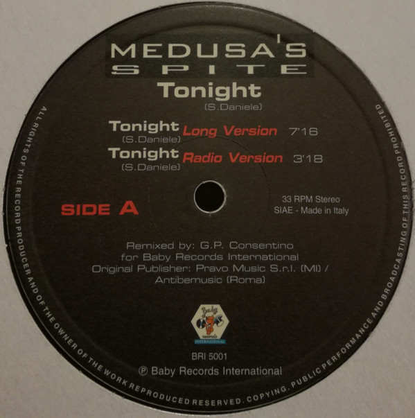 Medusa's Spite - Tonight | Baby Records International (BRI 5001)