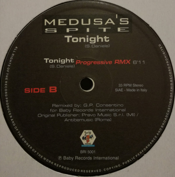 Medusa's Spite - Tonight | Baby Records International (BRI 5001) - 2