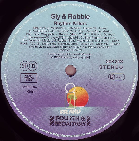 Sly & Robbie - Rhythm Killers | Island Records (208 318) - 3 Sly & Robbie - Rhythm Killers | Island Records (208 318) - 3