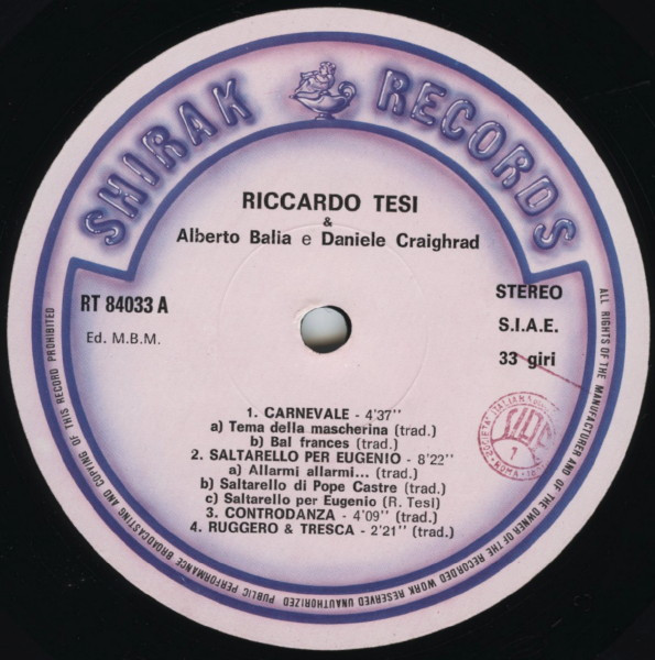 Riccardo Tesi , Alberto Balia E Daniele Craighead - Il Ballo Della Lepre | Shirak (RT 84033) - 3