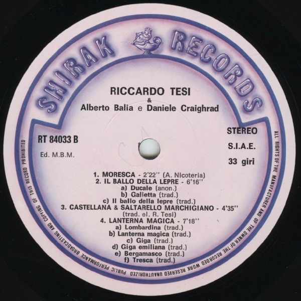 Riccardo Tesi , Alberto Balia E Daniele Craighead - Il Ballo Della Lepre | Shirak (RT 84033) - 4