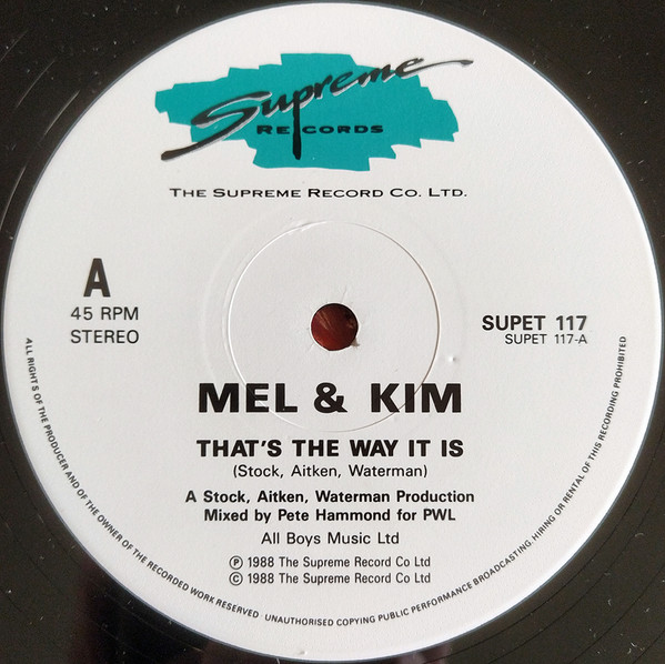 Mel & Kim - That's The Way It Is | Supreme Records (SUPET 117) - 3