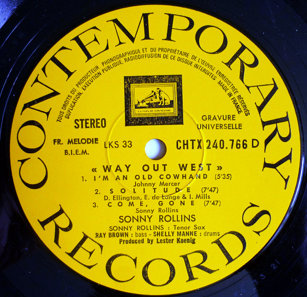 Sonny Rollins - Way Out West | La Voix De Son Maître (CHTX 240.766) - 4 Sonny Rollins - Way Out West | La Voix De Son Maître (CHTX 240.766) - 4
