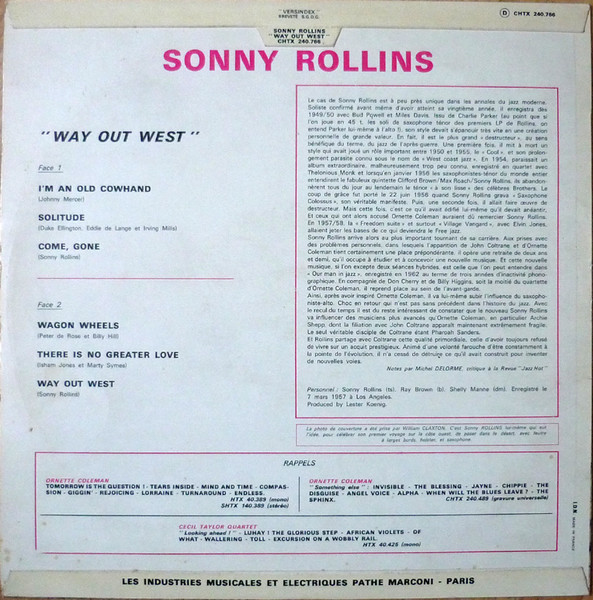 Sonny Rollins - Way Out West | La Voix De Son Maître (CHTX 240.766) - 3 Sonny Rollins - Way Out West | La Voix De Son Maître (CHTX 240.766) - 3
