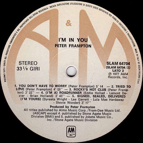 Peter Frampton - I'm In You | A&M Records (SLAM 64704) - 4 Peter Frampton - I'm In You | A&M Records (SLAM 64704) - 4