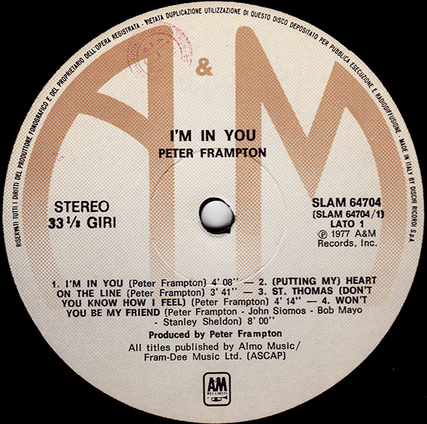 Peter Frampton - I'm In You | A&M Records (SLAM 64704) - 3 Peter Frampton - I'm In You | A&M Records (SLAM 64704) - 3