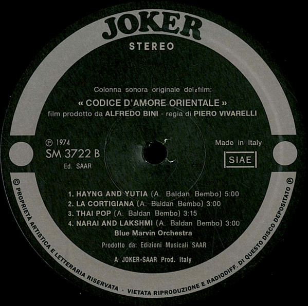 Blue Marvin Orchestra - Codice D'Amore Orientale (Colonna Sonora Originale Del Film) | Schema (SCEB946LP) - 4 Blue Marvin Orchestra - Codice D'Amore Orientale (Colonna Sonora Originale Del Film) | Schema (SCEB946LP) - 4