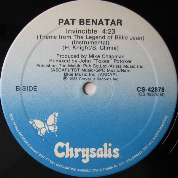 Pat Benatar - Invincible (Theme From The Legend Of Billie Jean) (Extended Remix) | Chrysalis (CS-42878) - 4