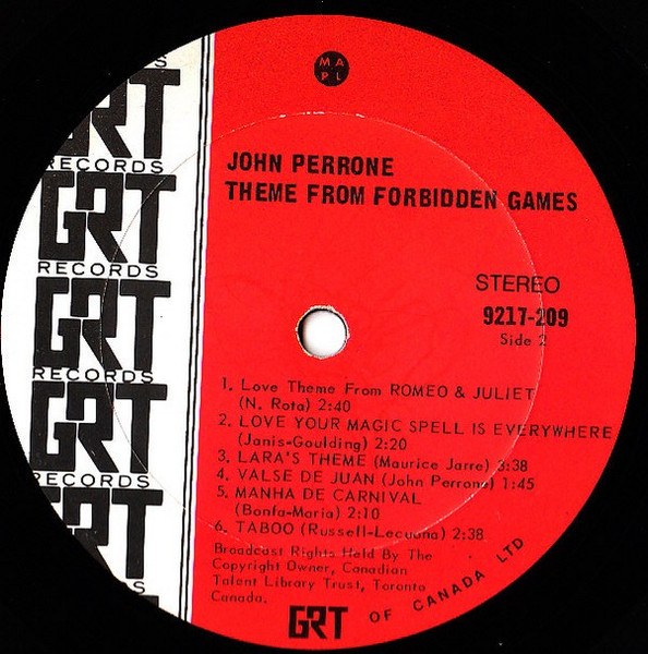 John Perrone - Theme From Forbidden Games [Vinyl] | GRT (9217-209) - 4