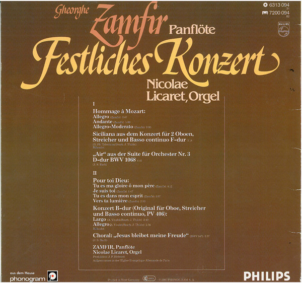 Gheorghe Zamfir - Festliches Konzert | Philips (6313 094) - 2 Gheorghe Zamfir - Festliches Konzert | Philips (6313 094) - 2