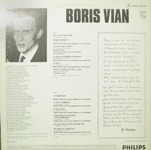 Boris Vian - Chansons Possibles, Ou Impossibles | Philips (6325. 182) - 2 Boris Vian - Chansons Possibles, Ou Impossibles | Philips (6325. 182) - 2