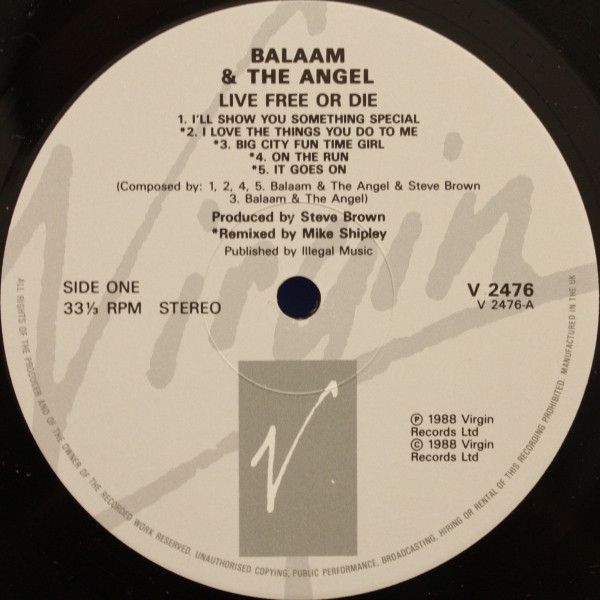 Balaam And The Angel - Live Free Or Die | Virgin (V 2476) - 3