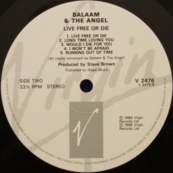 Balaam And The Angel - Live Free Or Die | Virgin (V 2476) - 4