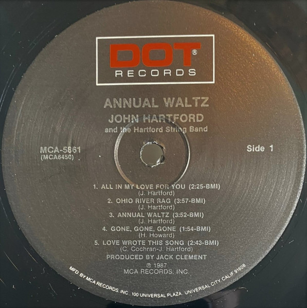 John Hartford - Annual Waltz | Dot Records (MCA-5861) - 3 John Hartford - Annual Waltz | Dot Records (MCA-5861) - 3