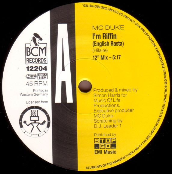 MC Duke - I'm Riffin' (English Rasta) | BCM Records (BCM 12204) - 3 MC Duke - I'm Riffin' (English Rasta) | BCM Records (BCM 12204) - 3