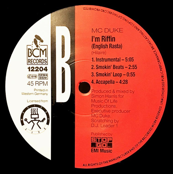 MC Duke - I'm Riffin' (English Rasta) | BCM Records (BCM 12204) - 4 MC Duke - I'm Riffin' (English Rasta) | BCM Records (BCM 12204) - 4