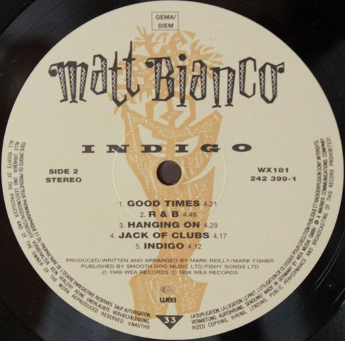 Matt Bianco - Indigo | WEA (WX181) - 2