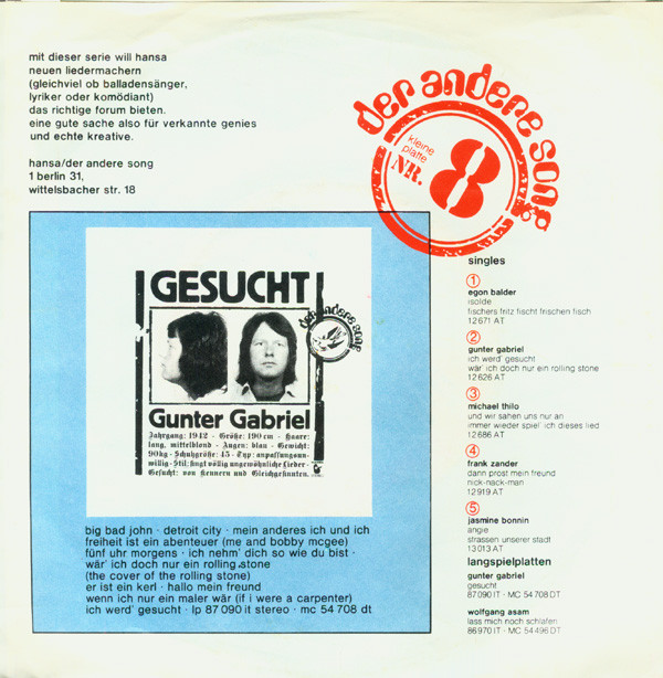 Gunter Gabriel - Hey Boss - Ich Brauch Mehr Geld | Der Andere Song (13 367 AT)