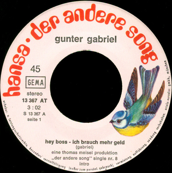 Gunter Gabriel - Hey Boss - Ich Brauch Mehr Geld | Der Andere Song (13 367 AT) - 2