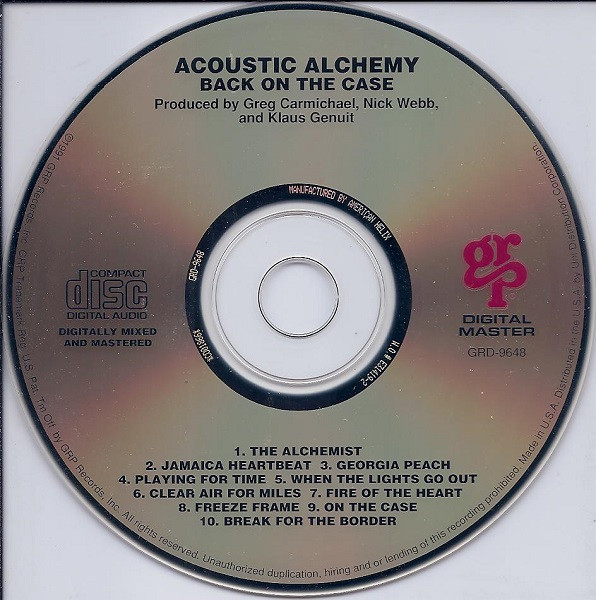 Acoustic Alchemy - Back On The Case | GRP (GRD-9648) - 3