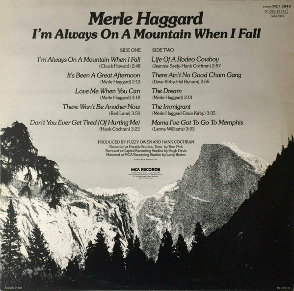 Merle Haggard - I'm Always On A Mountain When I Fall | MCA Records (MCF 2848) - 2