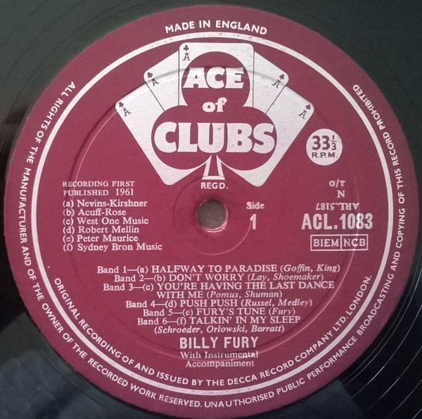 Billy Fury - Halfway To Paradise | Ace Of Clubs (ACL.1083) - 3 Billy Fury - Halfway To Paradise | Ace Of Clubs (ACL.1083) - 3